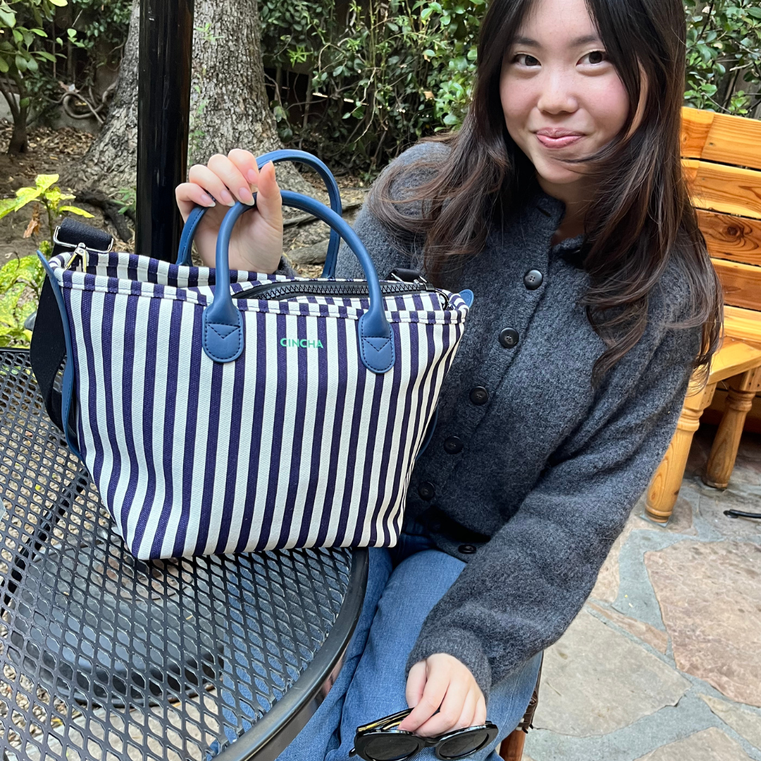 The Mini Canvas Go-Tote - Navy Stripe – Cincha Travel