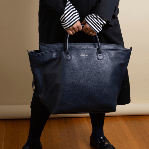 The Vegan Leather Go-Tote - Navy – Cincha Travel The Vegan Leather Go-Tote - Navy – Cincha Travel